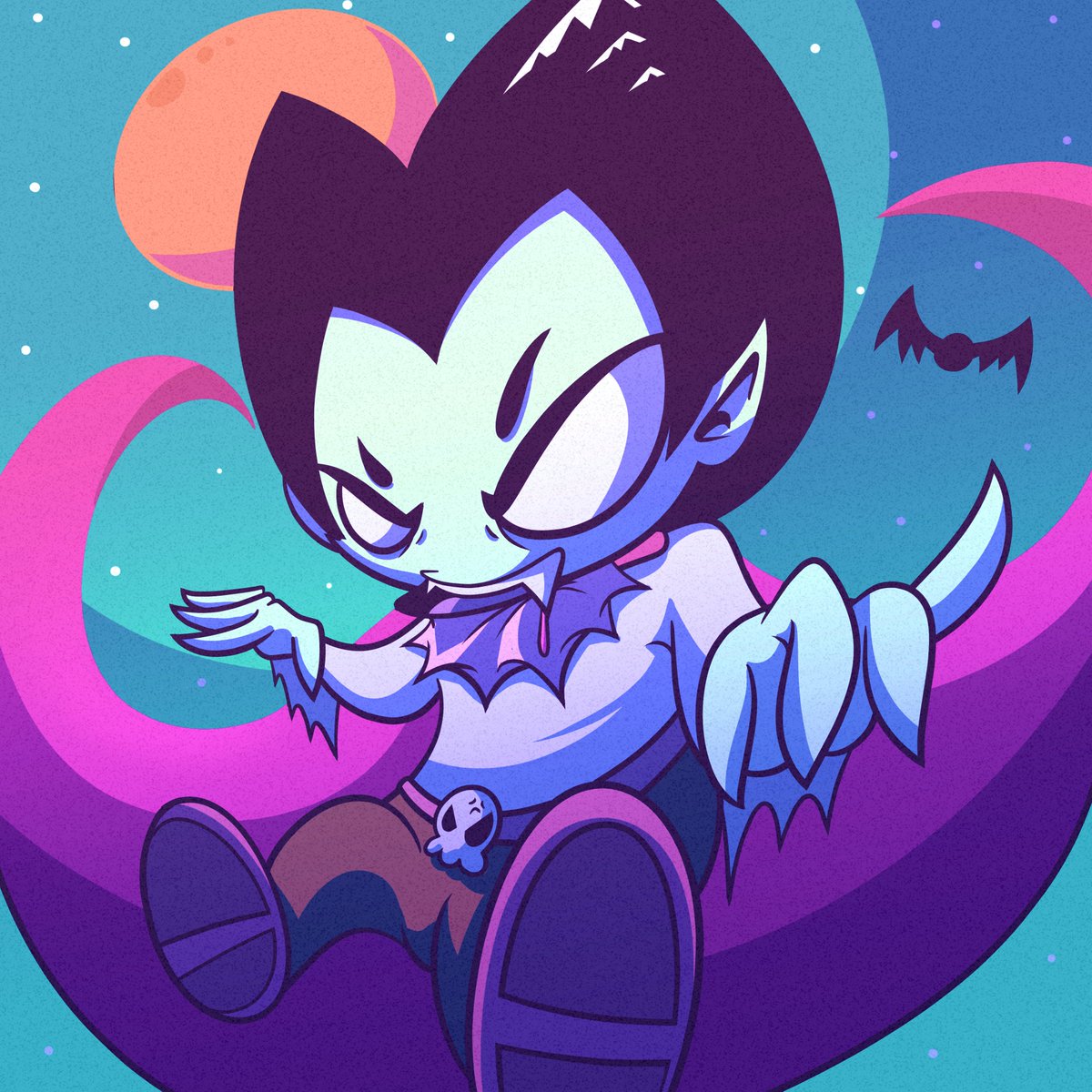 Vampire Kid who's late for the Halloween party