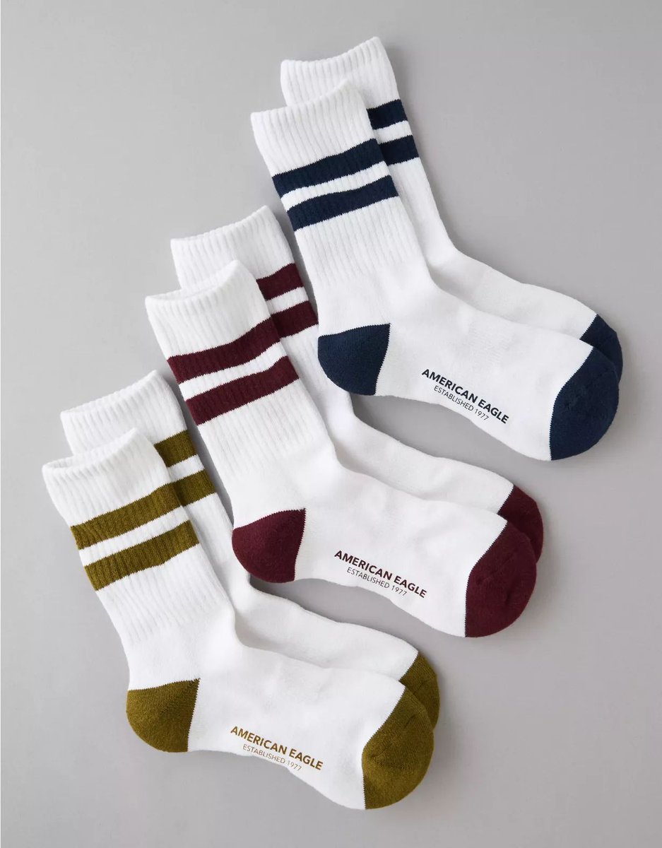 MenswearDeals's tweet photo. AE Striped Terry Crew Socks 3-Pack only $7.98 (60% OFF) 

SHOP HERE: https://t.co/LalyVU6TAt https://t.co/XTmRxSgj44