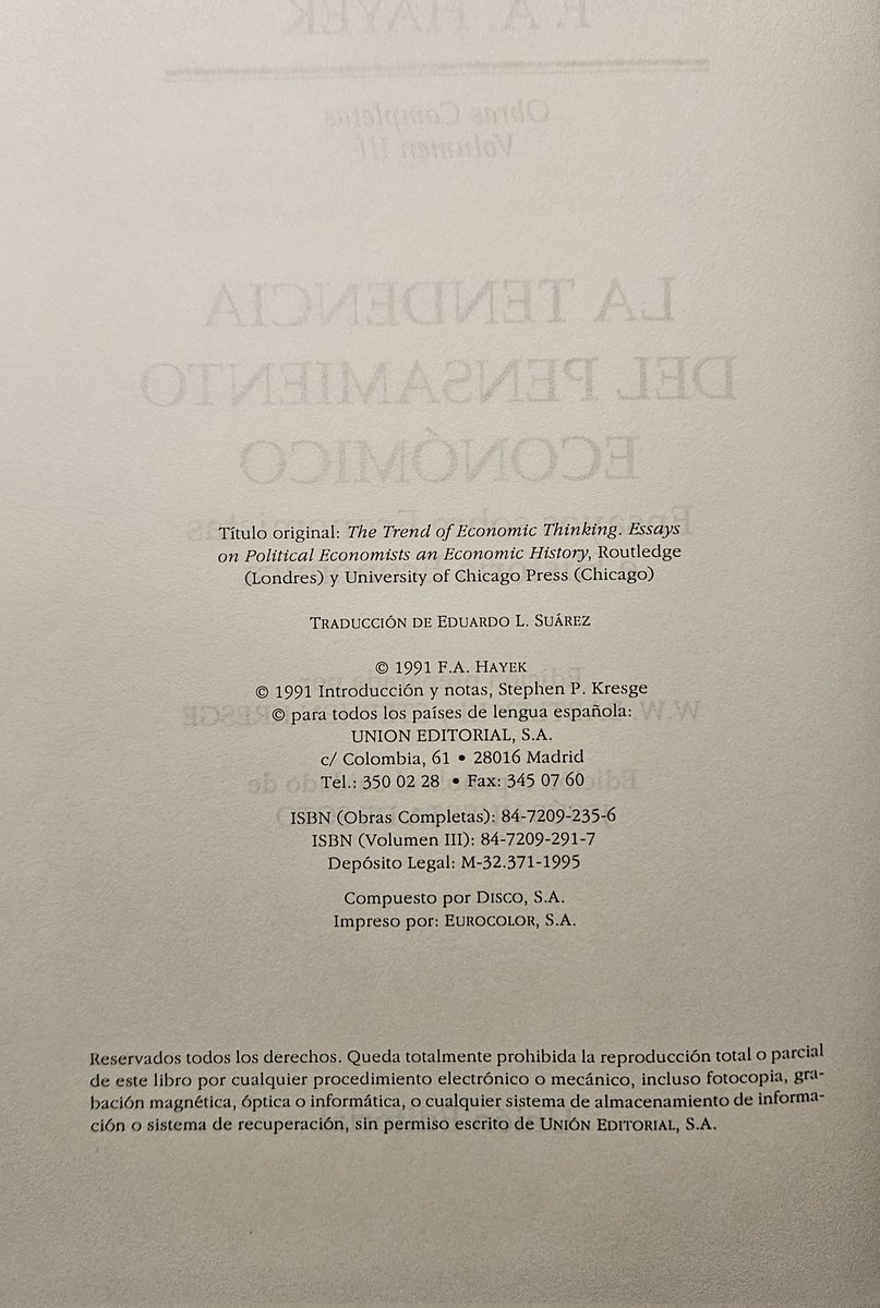 La Tendencia del Pensamiento Económico, Hayek (1991).

Finalmente es mía esta hermosa edición. Es un compilado de artículos, varios nunca antes publicados. 

Dejo un link al PDF recién escaneado. Si falta alguna página o ven algún error, me avisan. 

drive.google.com/drive/folders/…