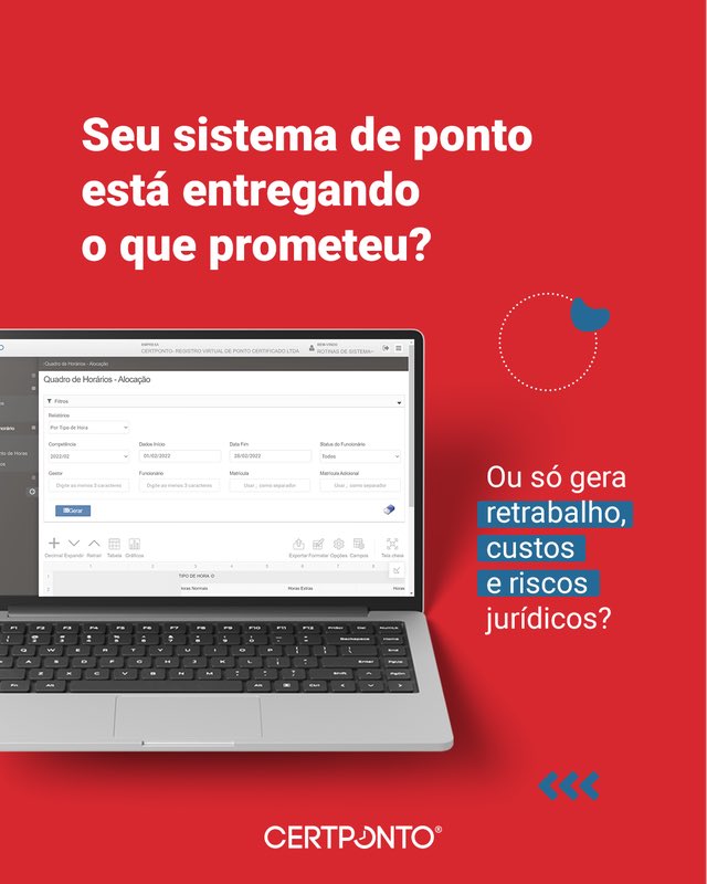 CERTPONTO's tweet image. 😩 Muitos sistemas de ponto dizem automatizar tudo, mas na prática só geram retrabalho, falhas e horas perdidas com algo que deveria ser simples. Com a CERTPONTO, você tem uma plataforma que realmente cumpre o que promete.

#certponto #gestaoderh #rhbrasil #recursoshumanos