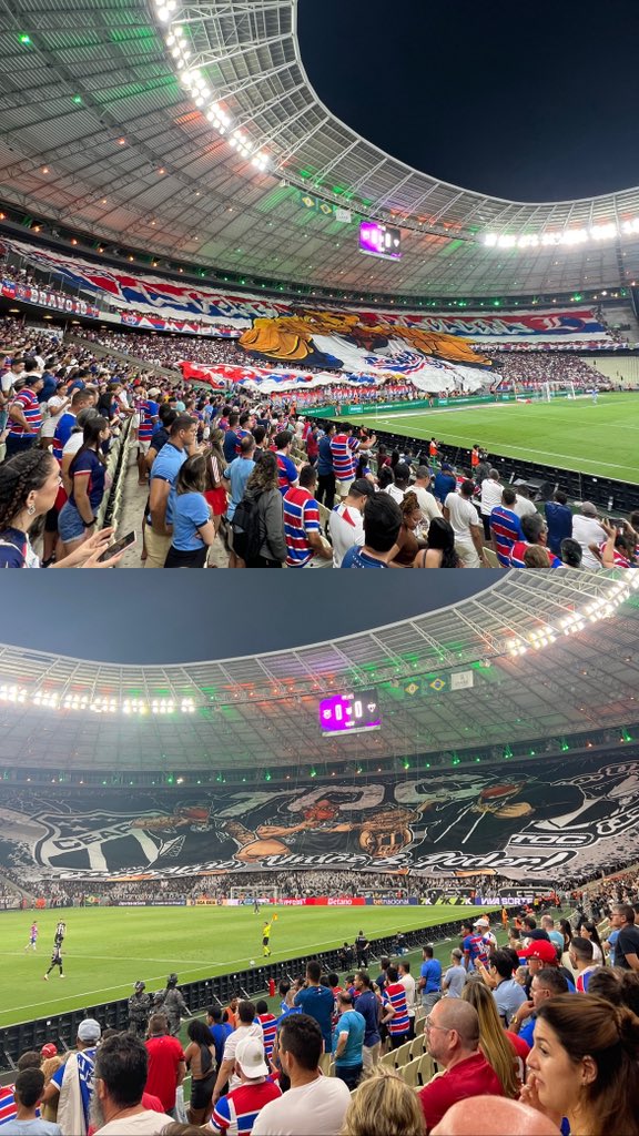 👴🏻🦁 Depois da disputa de Mosaico 3D, ambas torcidas sobem bandeirão! O espetáculo nas arquibancadas ta lindo demais!