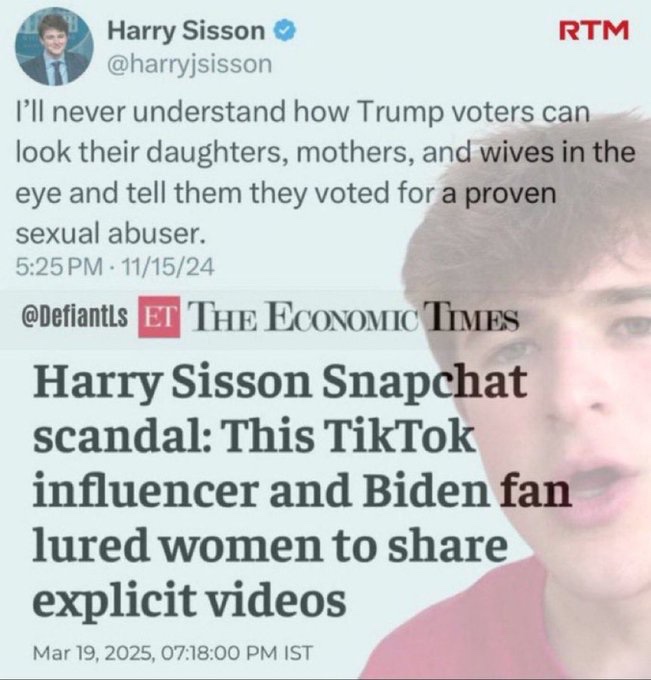 <a href="/harryjsisson/">Harry Sisson</a> Sisson injury as a result of his after hours activities. Has this cleared up? How about the 11 allegations you received from women on Snapchat saying you lured them into sending nudes of themselves and one girl was an abuse survivor? Did Alex Soros get you an attorney or how did