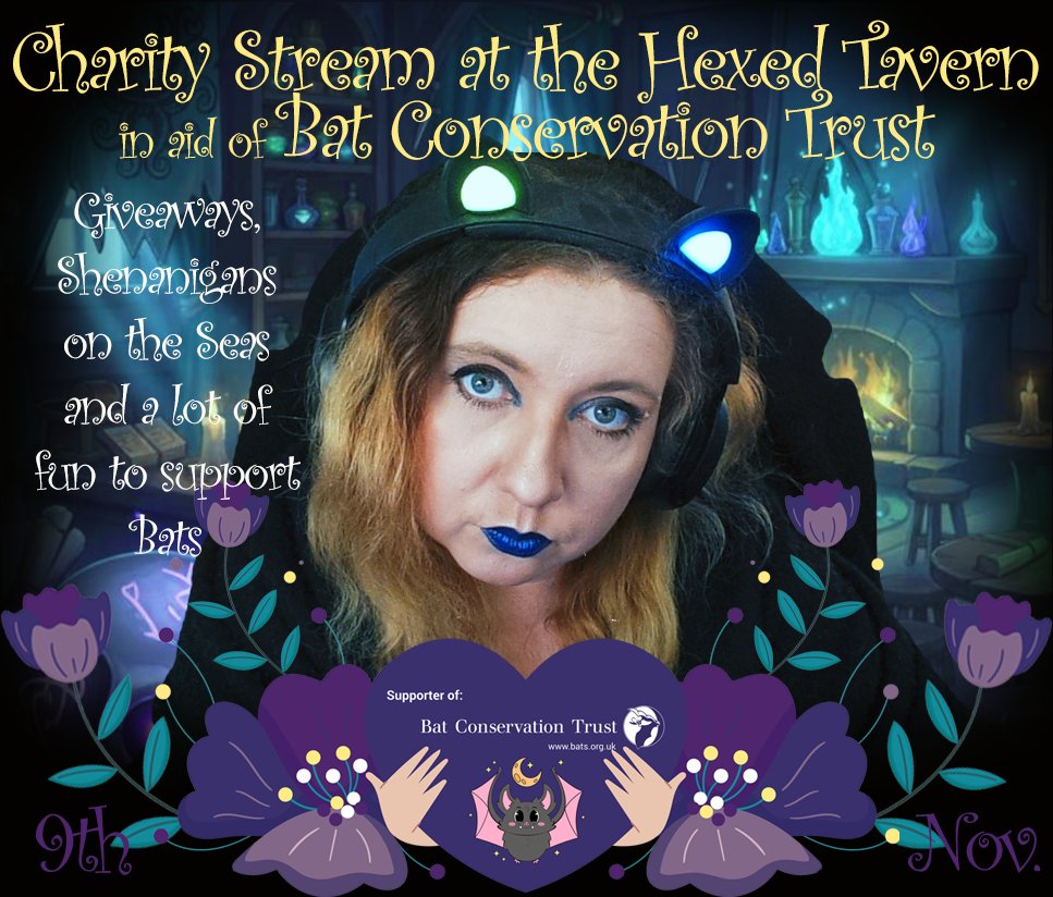 On 9th November, I will be going live at twitch.tv/hexedtavern with my first charity stream for Bat Conservation Trust. Join me to save Bats 🦇Donation Link: justgiving.com/page/hexedtave… #SeaOfThieves