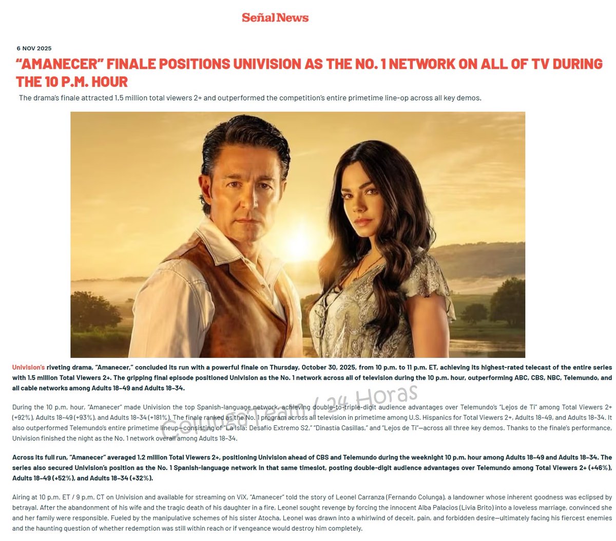 AdriLoreCT's tweet photo. #Amancer @amanecertvof primer lugar de audiencia @Univision #FernandoColunga @osoriojua #ColungaTeam πππ https://t.co/KCBq3KKXbt