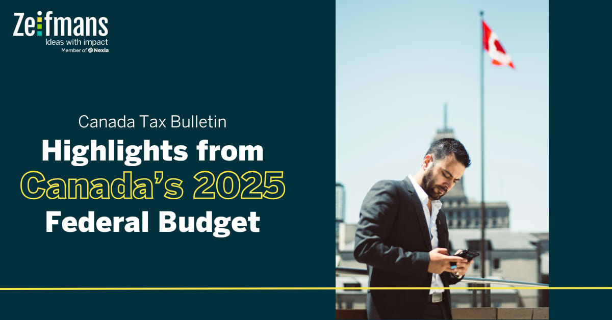 ZeifmansLLP's tweet photo. The latest Federal Budget introduces key measures to boost clean-economy investments, enhance productivity, and strengthen tax compliance – all while maintaining current tax rates.

From expanded SR&amp;ED credits and clean technology incentives to automatic filing for … https://t.co/IQoWYEBtjj