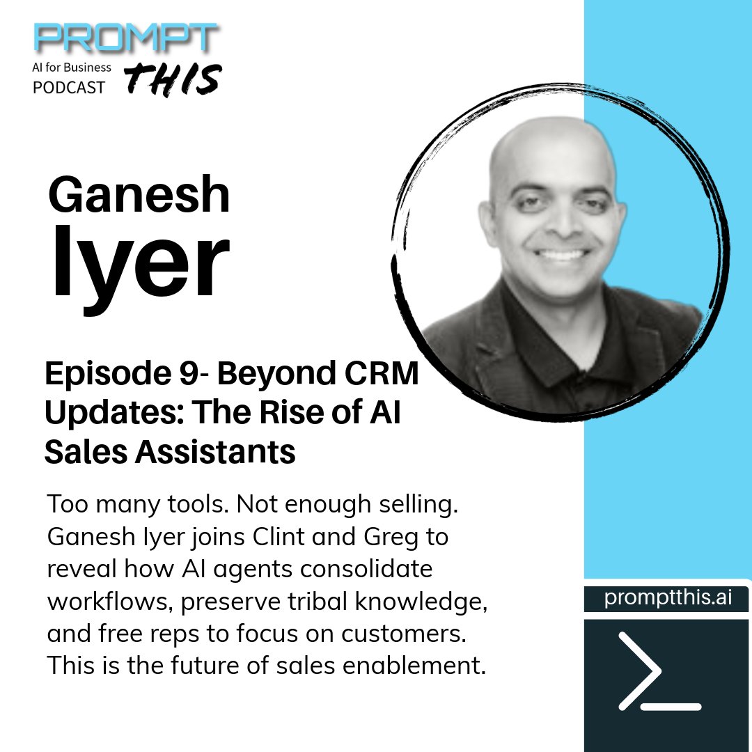 PROMPT_This_AI's tweet image. One of the most surprising ideas from our conversation with Ganesh Iyer wasn’t about automation at all, it was about memory. What happens when your best rep leaves and takes years of customer knowledge with them?

Listen here: zply.io/BVQGNp