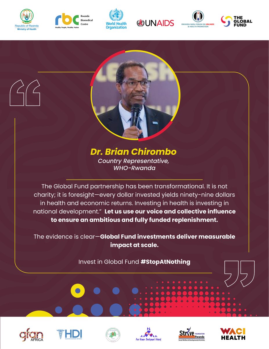 GakombeJules's tweet image. A fully funded @GlobalFund means hope and protection for millions more lives. - Dr. @BrianChirombo Today showed the power of unified voices in achieving sustainable health progress. #StopAtNothing #StopAtNothingRw #OneWorldOneFight  #StopAtNothing @DrAdelakin