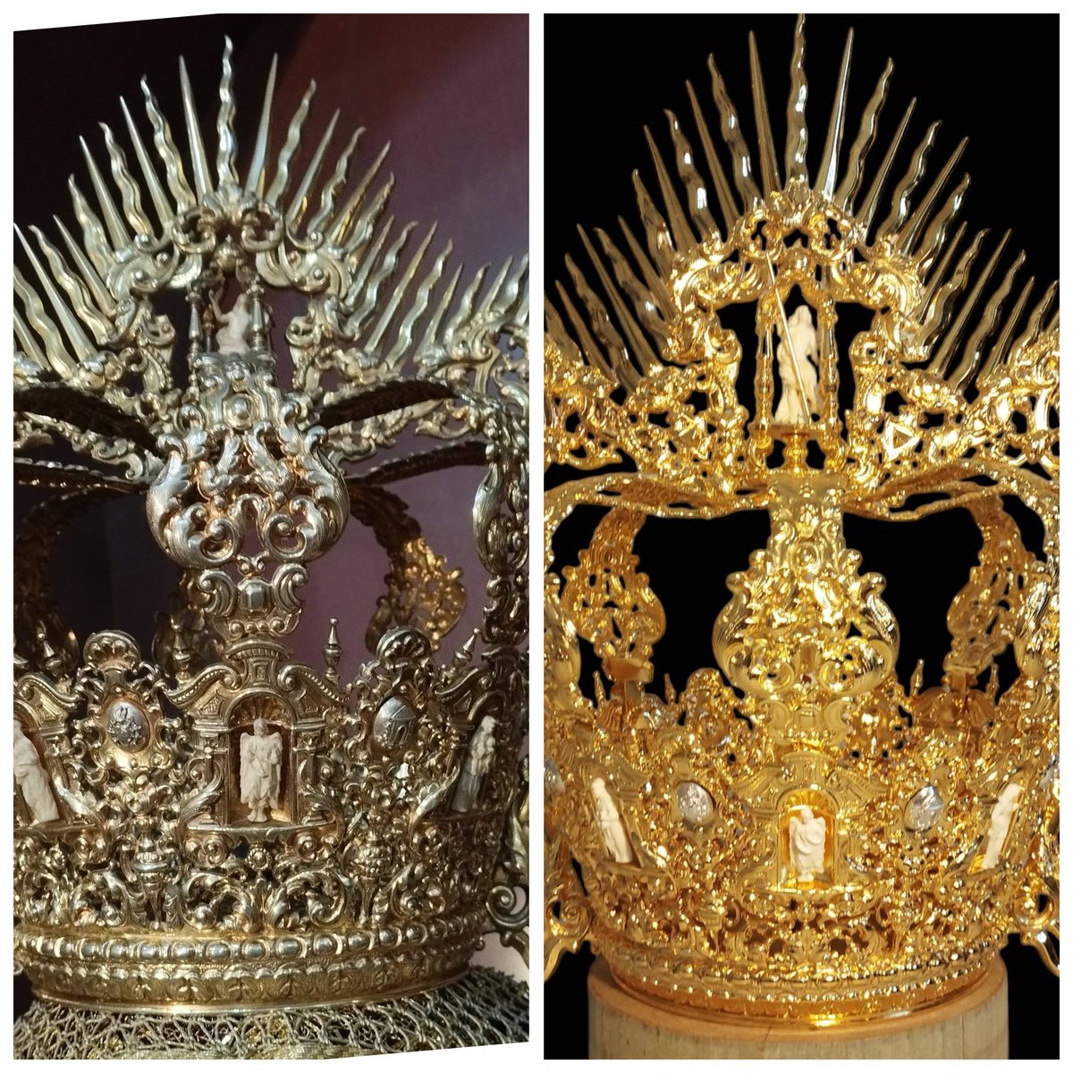 ⚜️ | 𝐏𝐀𝐓𝐑𝐈𝐌𝐎𝐍𝐈𝐎  

Nuestra Hermandad continúa cuidando y preservando su patrimonio. Se ha procedido a la 𝐫𝐞𝐬𝐭𝐚𝐮𝐫𝐚𝐜𝐢𝐨́𝐧 𝐝𝐞 𝐥𝐚 𝐜𝐨𝐫𝐨𝐧𝐚 𝐝𝐞 𝐩𝐫𝐨𝐜𝐞𝐬𝐢𝐨́𝐧 de María Santísima del Patrocinio, diseño original de Jesús Castellano.

Junto a ella,