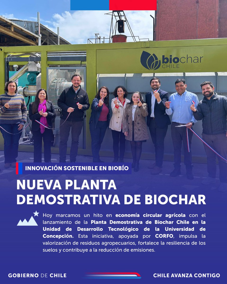 🌱Dimos un gran paso con el lanzamiento de la Nueva Planta Demostrativa de Biochar Chile en la UDEC, un proyecto que marca un antes y un después en la economía circular agrícola de nuestra región.⁣ Seguimos trabajando por una región más innovadora y sustentable.⁣
