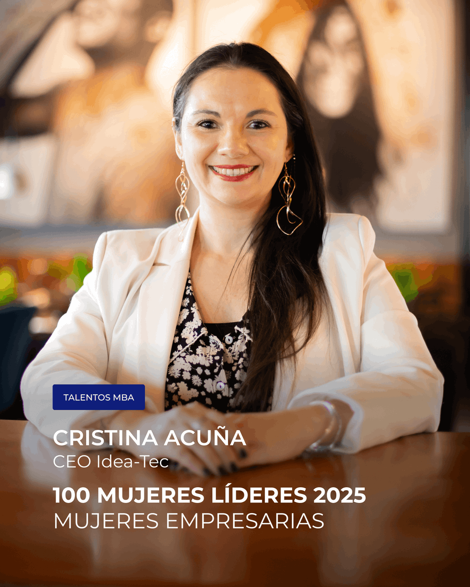 mbauchile's tweet photo. #OrgulloMBAUChile

Nuestra graduada y CEO de Idea-Tec,  Cristina Acuña es
reconocida entre las 100 Mujeres Líderes 2025 (El Mercurio &amp; Mujeres Empresarias) 🤗

#100MujeresLíderes #Innovación #LiderazgoFemenino #MBAUChile #mbatop #mbachile https://t.co/tNboUqSIn6