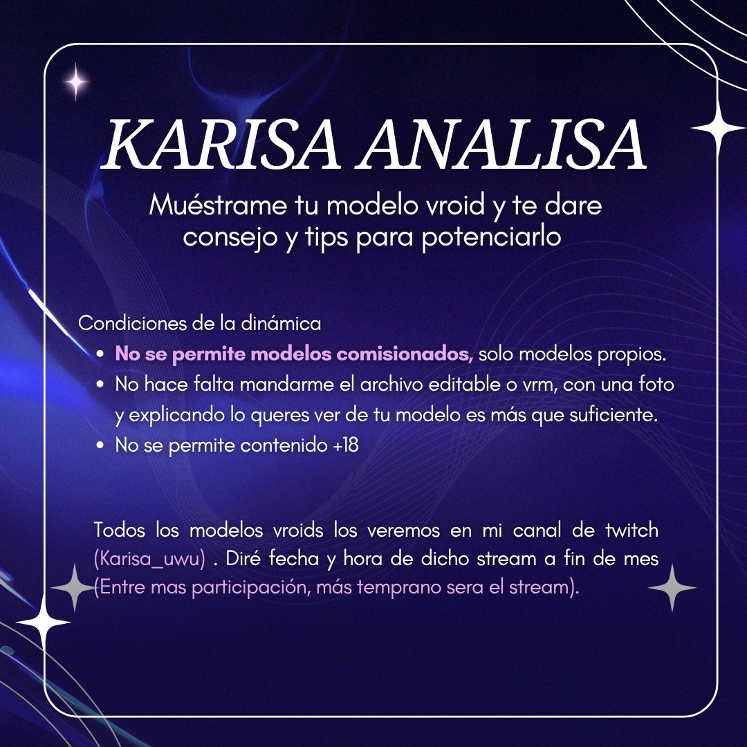 Karisa__uwu's tweet photo. MIREN!! Una dinámica de modelos #Vroid!
Muéstrenme sus modelos en los comentarios y si tienen alguna duda, hágamelo saber uwu💜 https://t.co/w5xsislzpv