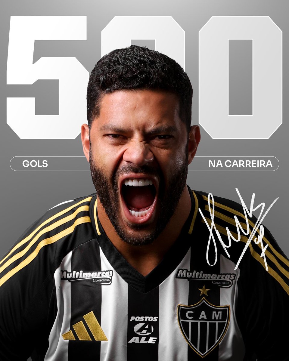 𝐆𝐈𝐕𝐀𝐍𝐈𝐋𝐃𝐎 𝐕𝐈𝐄𝐈𝐑𝐀 𝐃𝐄 𝐒𝐎𝐔𝐒𝐀 ✍🏼

⚽ 𝟓𝟎𝟎 gols 
🐔 𝟏𝟑𝟐 pelo Galo ➕ 𝟓𝟎 assistências 
⭐ 𝟏𝟎º maior goleador da história Alvinegra
🏠 Maior artilheiro da 𝐀𝐫𝐞𝐧𝐚 𝐌𝐑𝐕 

💚 𝐍𝐎𝐒𝐒𝐎 𝐇𝐔𝐋𝐊: atletico.com.br/hulk-500-gols/