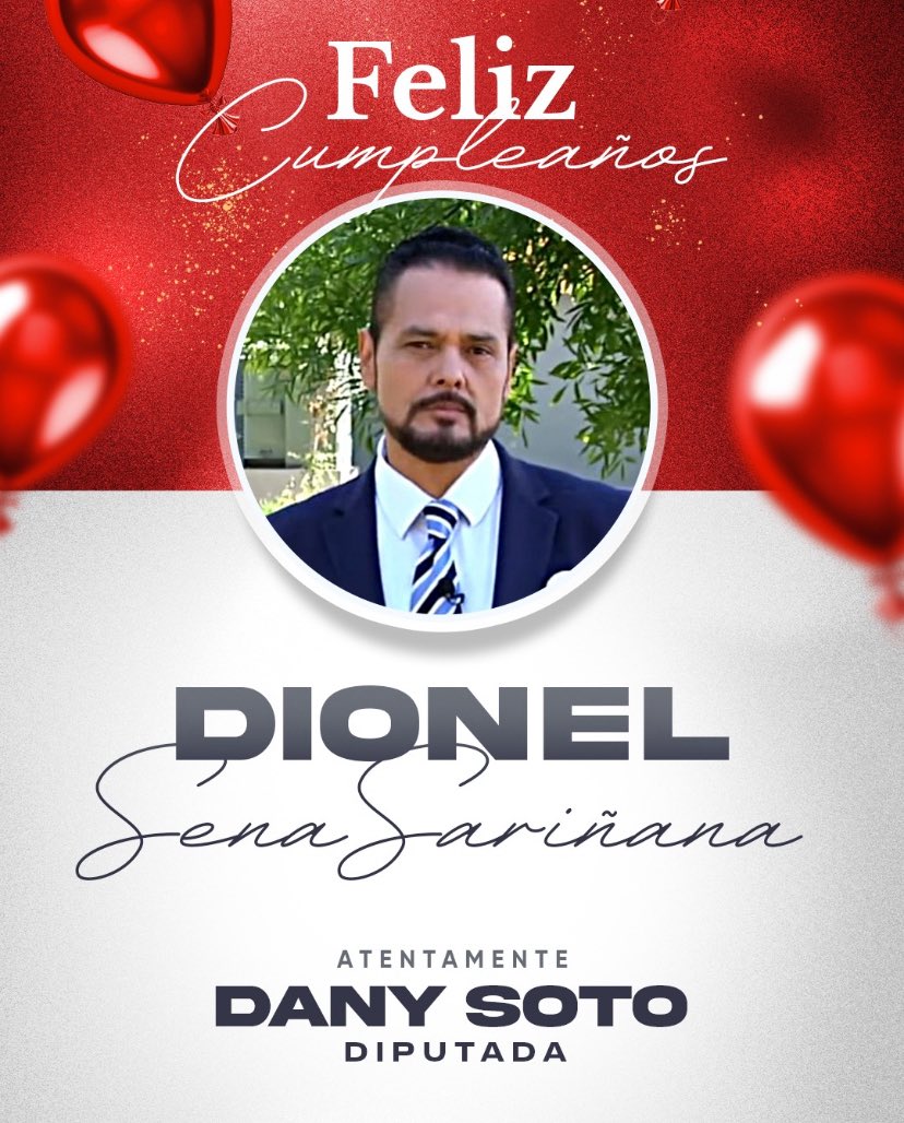 ¡Muchas Felicidades <a href="/dionelsena/">Dionel Sena</a>! 🙋🏻‍♀️

Que este nuevo año llegue lleno de salud, éxitos y satisfacciones personales, te envío un fuerte abrazo y mis mejores deseos esperando que pases un gran día. 🎂🎁🎉🎈