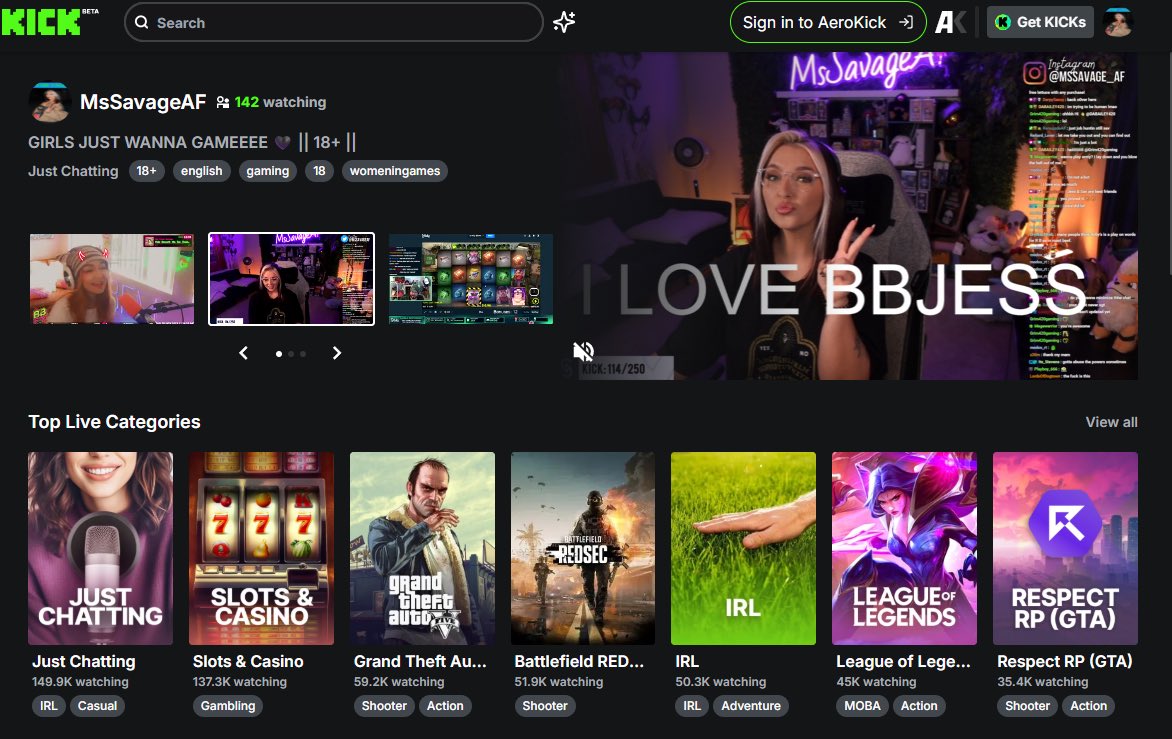 When <a href="/KickStreaming/">KICK</a> puts you FP next to your favorite person in the whole world <a href="/bbjesslive/">bbjess</a>