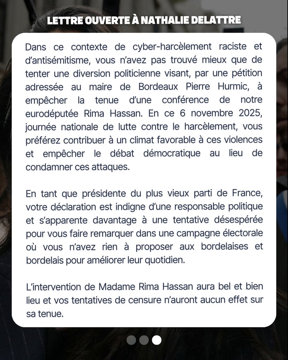Madame <a href="/n_delattre/">Nathalie Delattre</a>, vous pouvez me bloquer sur Twitter.

Mais vous ne pourrez pas nous bloquer dans la vraie vie.

Non seulement nous allons maintenir notre conférence mais en plus nous allons gagner les élections à #Bordeaux !
