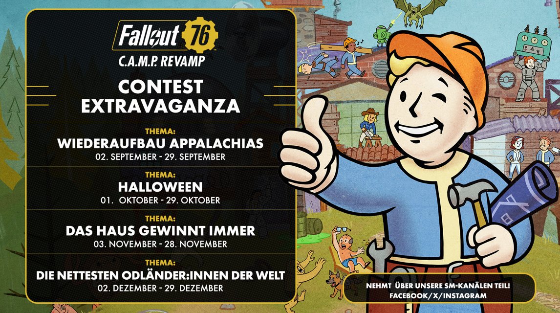 spielemagazin's tweet photo. ๐ Fallout 76 startet neuen C.A.M.P.-Contest mit Casino-Thema
๐ https://t.co/nmZlorrQj0
๐ข Im November heiรt es im รdland: Das Haus gewinnt immer!...
#fallout76 #fallout76campcontest #bethesda #falloutcontest #falloutcommunity https://t.co/SfpzLQHz3y