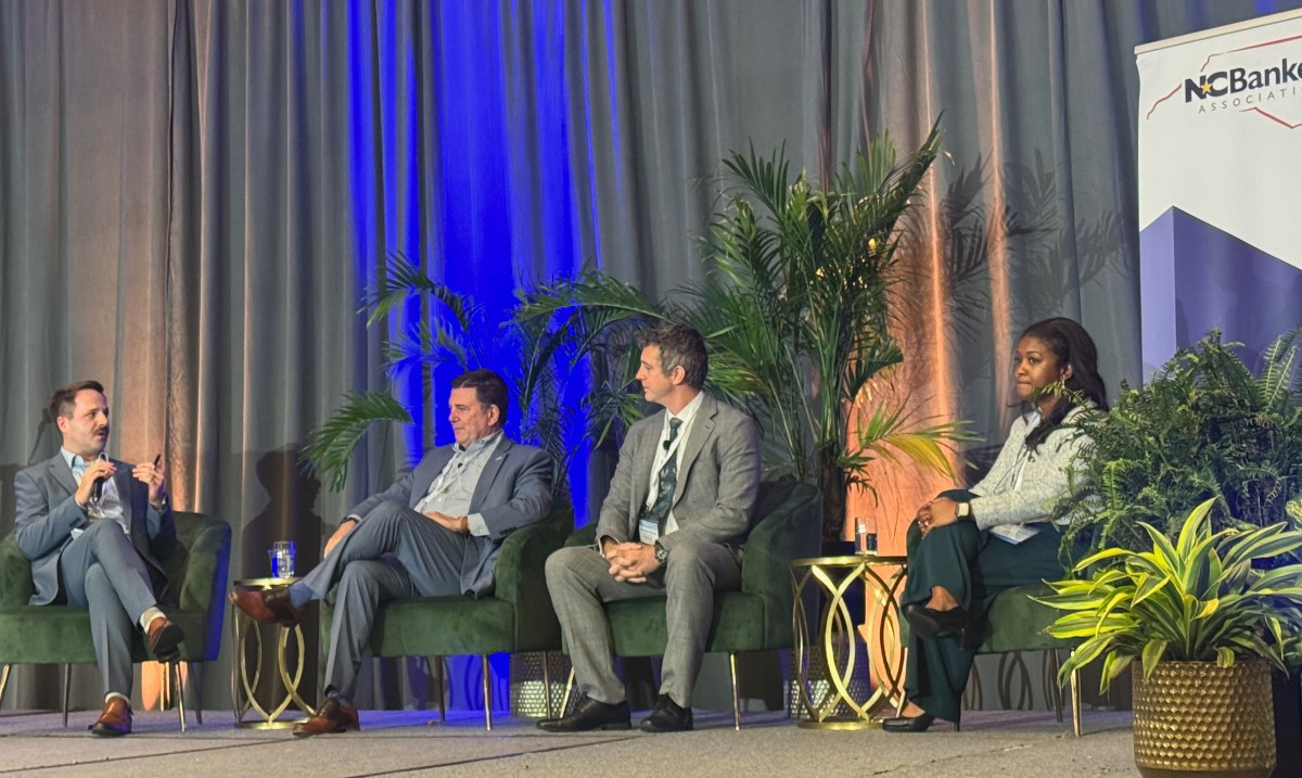 NorthStateBank's tweet image. “Leadership is not a destination, it’s a journey.”
That was just one of the many takeaways from the @NCBankers NC Emerging Leaders Conference, where Office Operations &amp;amp; Training Manager 𝗥𝘆𝗮𝗻 𝗠𝗼𝗿𝗴𝗮𝗻 moderated a leadership panel with executive bank team members.