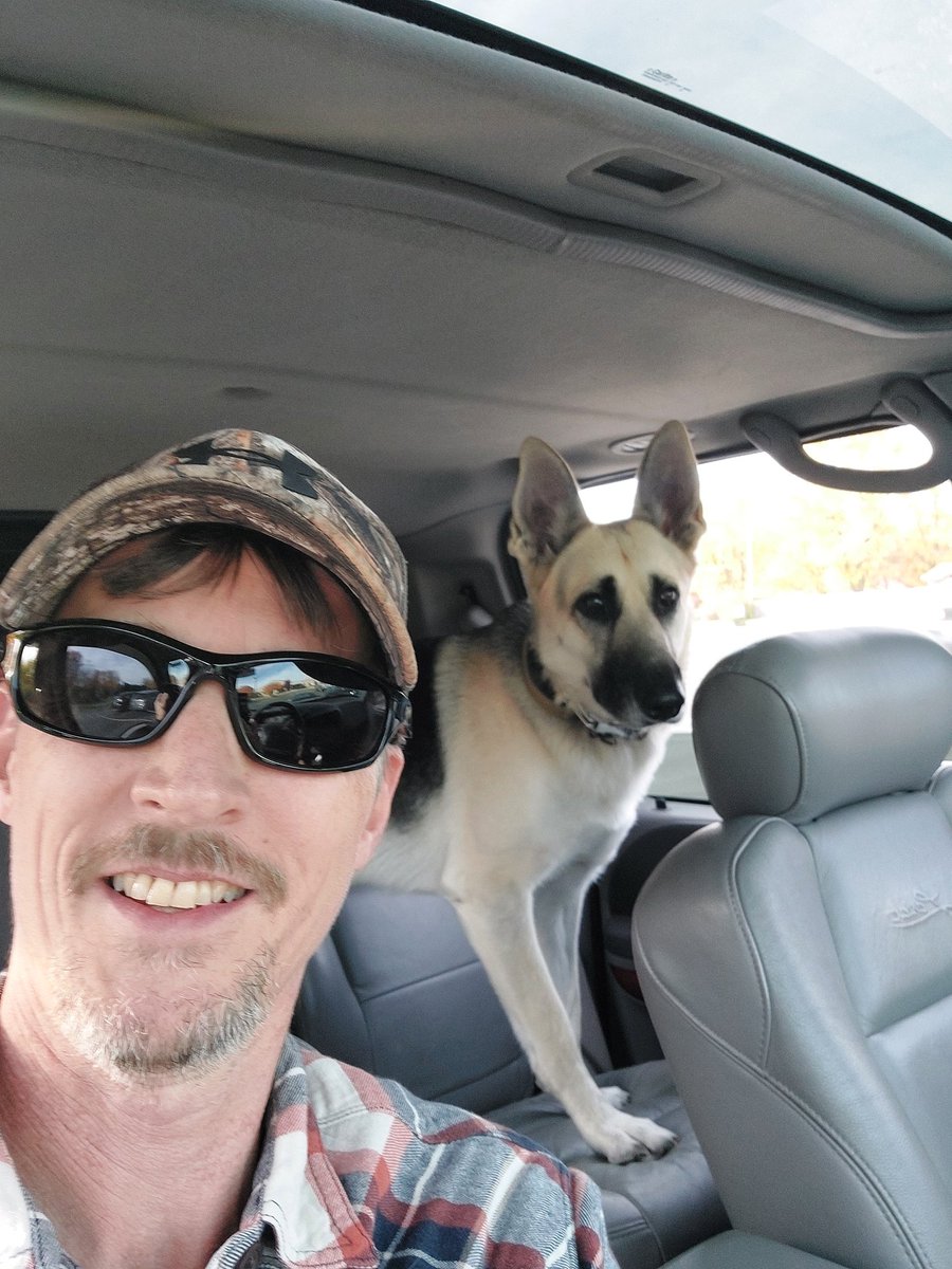 Finally got knucklehead in the big truck for a ride!
He likes riding but didn't know how to get in my lifted F150. I had to pick him up.