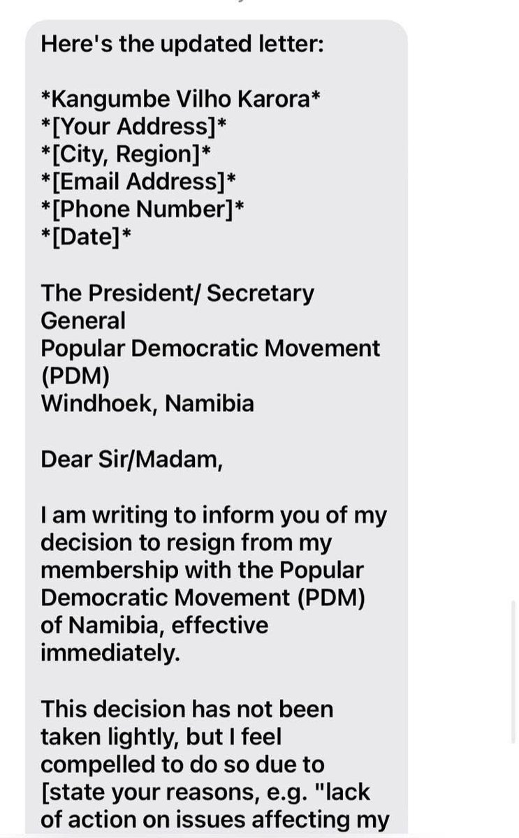 notShuumbwa's tweet image. Colleagues! Have a look at this resignation letter from a PDM now Ex Member 😂. Please read it, please 🙏🏽