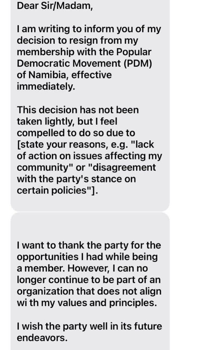 notShuumbwa's tweet image. Colleagues! Have a look at this resignation letter from a PDM now Ex Member 😂. Please read it, please 🙏🏽