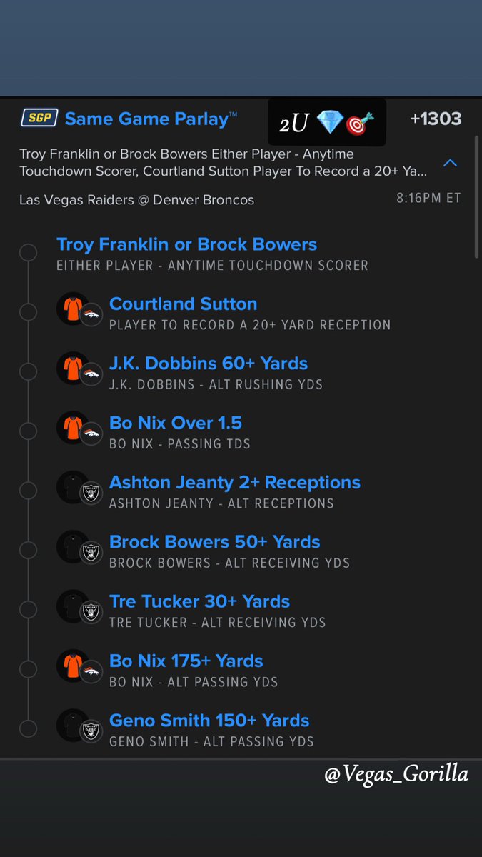 vegas_gorilla's tweet photo. 11/6 #TNF VIP SLATE 🏈💎🚨
The Jungle Dominates the NFL.🏈💎🔥
12U POTW ☢️⭐️☢️(24-11 L35) 68.57%✅🔥🔥🔥
LIKE❤️ = TAILING THE JUNGLE.💎🦍
FULL VIP SLATE 🏈🏀⭐️⭐️⭐️⬇️⬇️⬇️
1-WEEK VIP FREE TRIAL.💎🚨⏭️https://t.co/P5KTBCqrrJ⏮️
🍀🦍
#Gambling𝕏 #TNFonPrime #Freebets #TNFProps #NFLBets