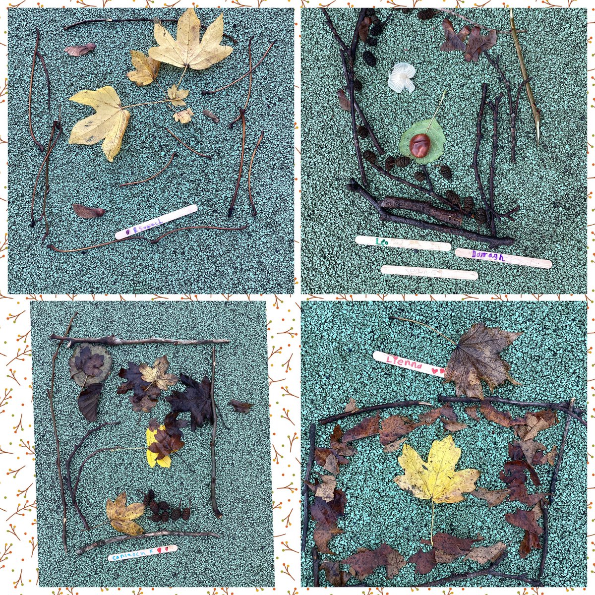 HolyChildPSBel's tweet image. P3a made natural pictures and necklaces using leaves, sticks and acorns they collected. 🍁 🌿🍂🍃

#SharingCaringLearning #outdoorclassroomday #outdoorlearning @OutdoorClassDay