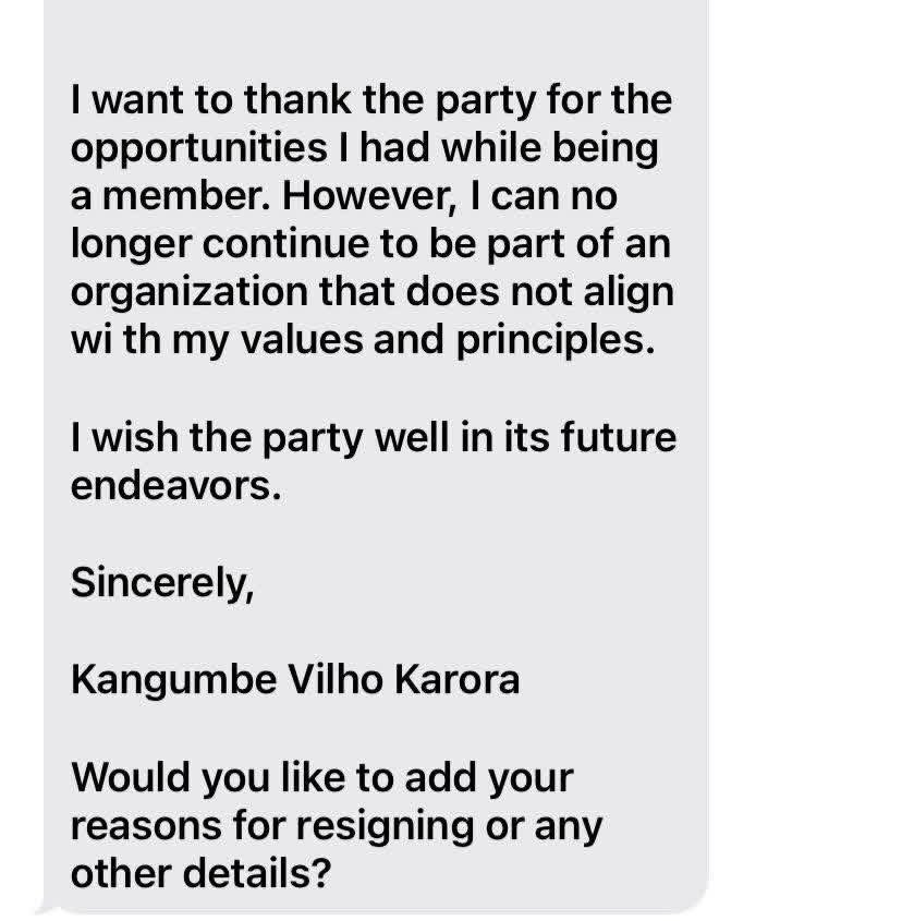 notShuumbwa's tweet image. Colleagues! Have a look at this resignation letter from a PDM now Ex Member 😂. Please read it, please 🙏🏽