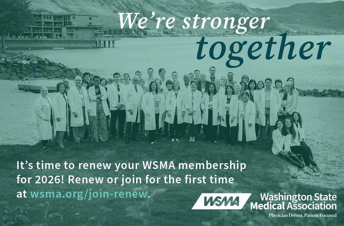WSMA_update's tweet image. Support from our 13,000+ physicians, physician assistants, residents, and medical student members is more important than ever. WSMA&apos;s influence comes from YOU--our members. Renew (or join for the first time!) for 2026: wsma.org/join-renew. 
➡️ Membership is FREE for medical…