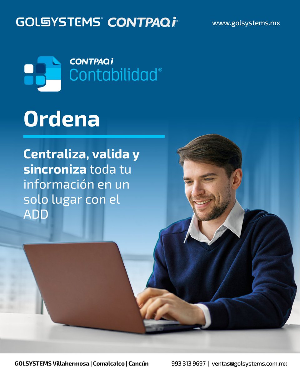 golsystems's tweet image. Digitaliza procesos y dedica más tiempo a tu negocio. Con #CONTPAQiContabilidad® automatiza tareas repetitivas y aumenta tu productividad. 

#GOLSYSTEMS
993 313 9697
ventas@golsystems.com.mx