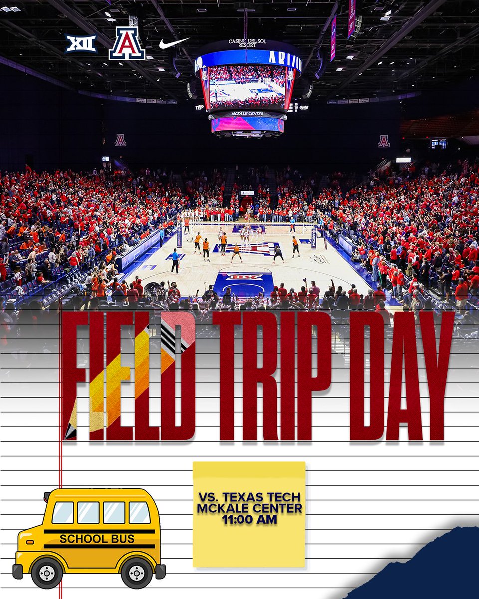 Who's ready for field trip day with the Wildcats! 🙋‍♀️🎒

See you all in McKale tomorrow as we take on Texas Tech!