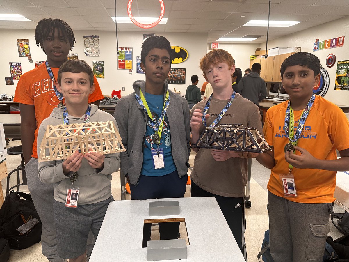 Moore_MS_CISD's tweet image. Mr. Stone’s Engineering students at Moore MS applied the Engineering Design Process to build bridges capable of supporting 150 pounds! Their creativity, problem-solving, and teamwork truly bridged the gap between learning and real-world engineering — talk about solid support! 💪