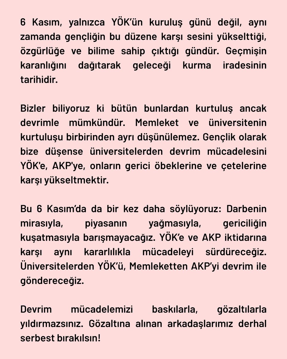 İTÜ Gümüşsuyu Kampüsü önünde bir araya geldiğimiz eylemde arkadaşlarımızın gözaltına alınmasına ilişkin açıklamamızdır:

"Devrim mücadelemizi baskılarla, gözaltılarla yıldıramazsınız. Gözaltına alınan arkadaşlarımız derhal serbest bırakılsın!"