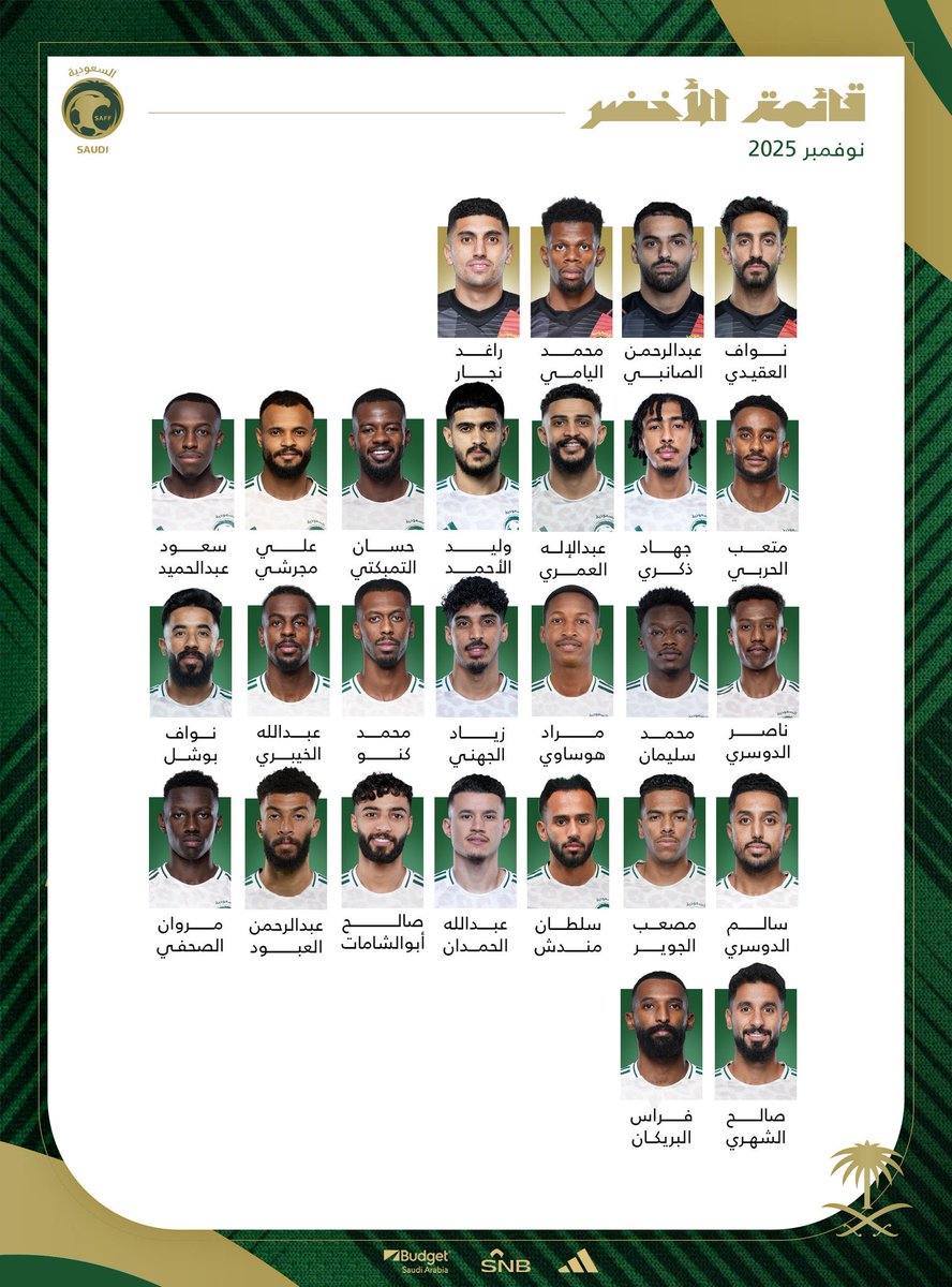 عاجل – رسميًا : قائمة منتخب السعودية لمعسكر جدة الإعدادي لـ كأس العرب FIFA قطر 2025™️ 🏆