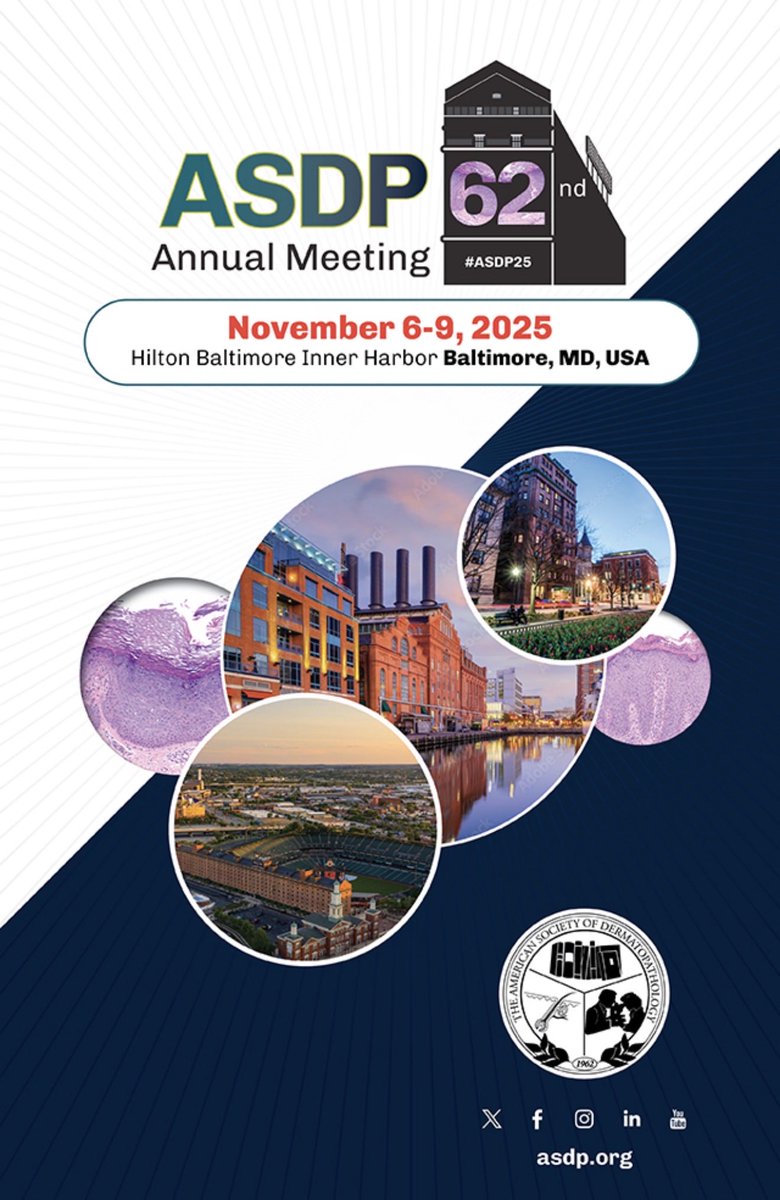 YousifBarzani's tweet photo. Thrilled to be attending the @ASDPTweets Annual Meeting, Nov 6-9 Baltimore, MD! Looking forward to connecting &amp; engaging with colleagues. Stop by my posters on Friday at 12, let’s connect👏
Register &amp; learn more here: https://t.co/fKEFEhh7VT…
#ASDP25 #Dermpath @pathologysocial https://t.co/yW11udlSv4