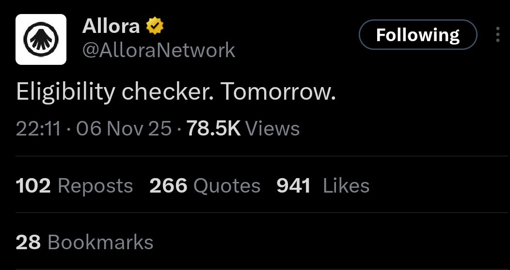 fathy_sol's tweet photo. been watching allora for a while now and honestly it’s wild how consistent they’ve been. from day one, it has always been about building something that learns with time…. a network that doesn’t sit still but gets sharper every time people use it.

every forecast, every validation, every small update makes it stronger. you can literally see the progress stacking up.

and now, checker is coming tomorrow. that’s the part that keeps everything real.. verifying predictions, keeping the system transparent and making sure the intelligence stays grounded in truth.

allora moves with purpose, it’s actually growing into what they said it would be from the start. feels like we’re back to day one energy but with a lot more proof behind it.