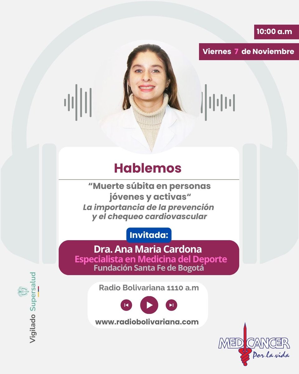 Medicancer's tweet image. ¡Un corazón activo puede fallar en un instante! 💔🏃‍♀️
Sintoniza mañana Viernes nuestro programa radial y #Hablemos con una #Experta sobre un tema importante que puede generar inquietud y temor.

Si corres, entrenas o amas moverte: ESCÚCHALO📻🎧

📞 Participa: 604 - 354 84 30