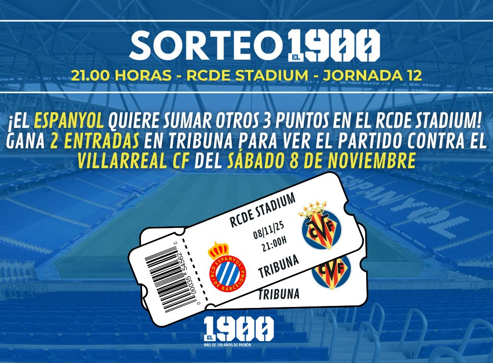 🚨 Pericos, ¡el Mágico juega este sábado en el RCDE Stadium!

En 'El 1900' sorteamos 2️⃣ entradas en Tribuna para el #EspanyolVillarreal 🎟️

Para participar:    
⚠️ Síguenos en X+RT   
📲 Menciona a tu acompañante

⏰ Sorteo abierto hasta el día 8 a las 12.00h

#rcdem #SomEl1900