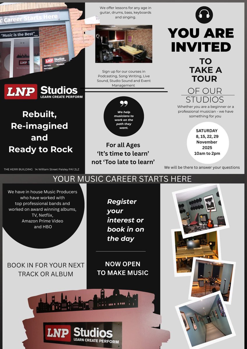 If you want to learn, play in a band, produce music, record a track or an album - find out more about what our great new facility offers young emerging musical talent at Loud n Proud's Open Days - SEE YOU THERE 👍