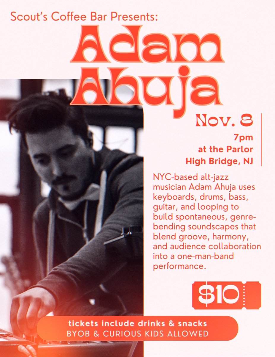 hujapproach's tweet image. NJ/PA!  Come blast off with us this weekend! 

roasted tunes + live coffee 🤌 ☕️ 🎧 at @scoutscoffeebar

#SPONTANEOUSCOLLABS #JAZZVIBES #CINEMATICFEELS

#livemusic #altjazz #livelooping #keyboardist #synthlife

I don’t care I’m still going to use hashtags.  😆🎢