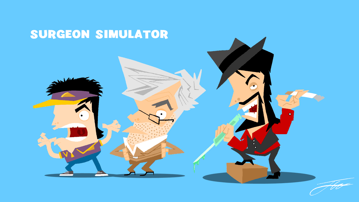 Something I drew for fun last night. I drew some of the #amateursurgeon guys in my more jagged style. I love myself some uneven shapes.