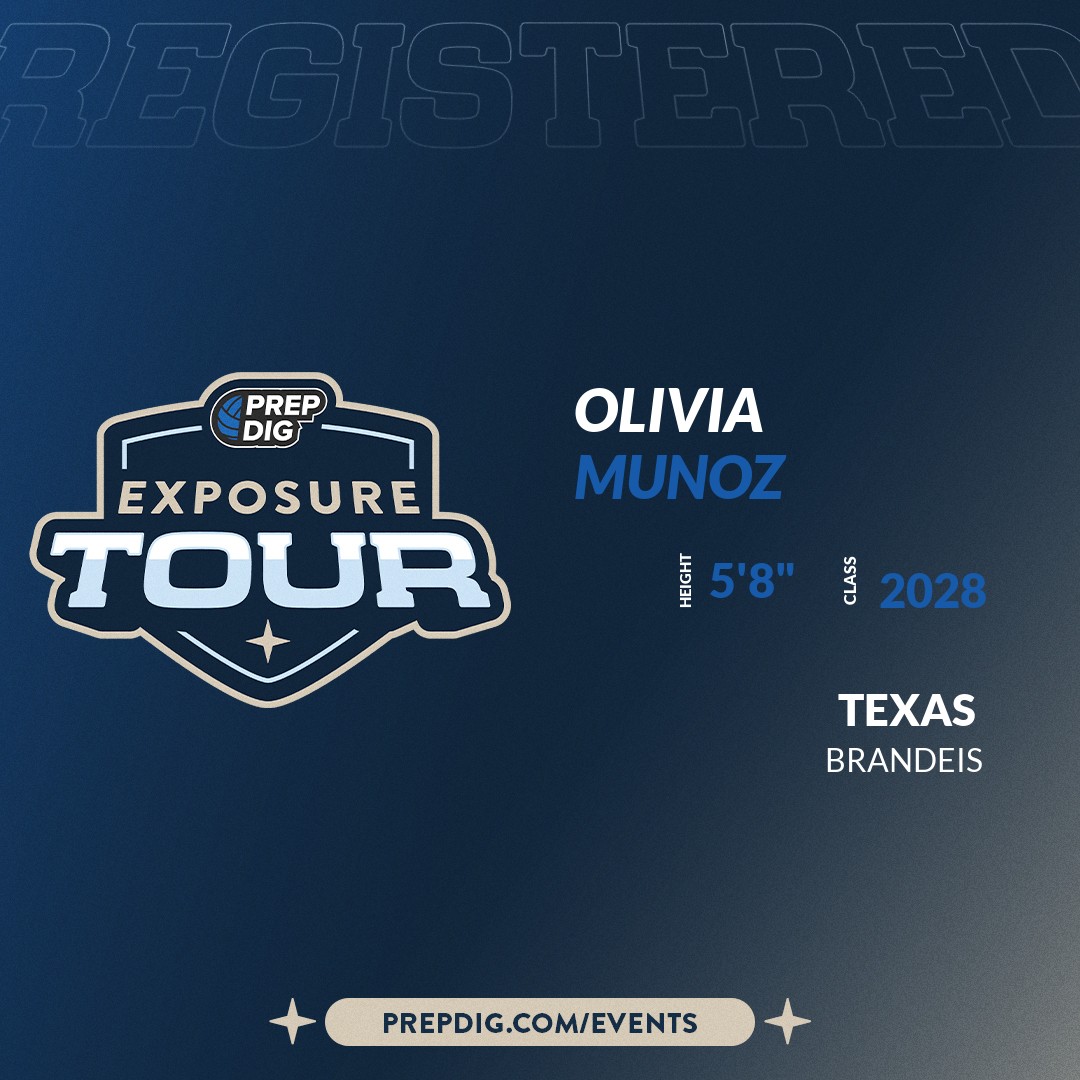 PDTexas's tweet photo. Welcome Class of 2028 Olivia Munoz (@livnmunoz) of Brandeis to the @PDTexas Showcase on November 16th @ South Texas Volleyball Academy. 

🔥🏐 #PDExposureTourTX 🏐🔥

Register NOW! 👇  https://t.co/R5QqUYGxQm https://t.co/SChEU9TyTI