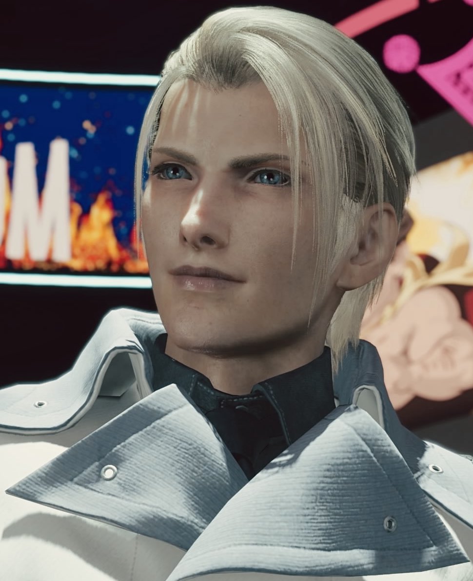 When Rufus smiles his eyes glisten and his charming nature shines through. 🤍 #RufusShinra