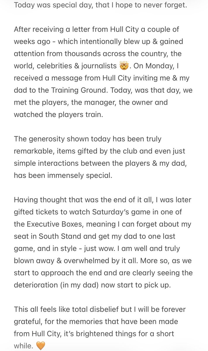 Griffffxs's tweet photo. This club has created some very special memories for me, without even needing to do so or reach out. This is something so special and something I will be forever grateful for - thank you, @HullCity 🧡🖤

#hcafc #utt https://t.co/D7oXTAXHTn