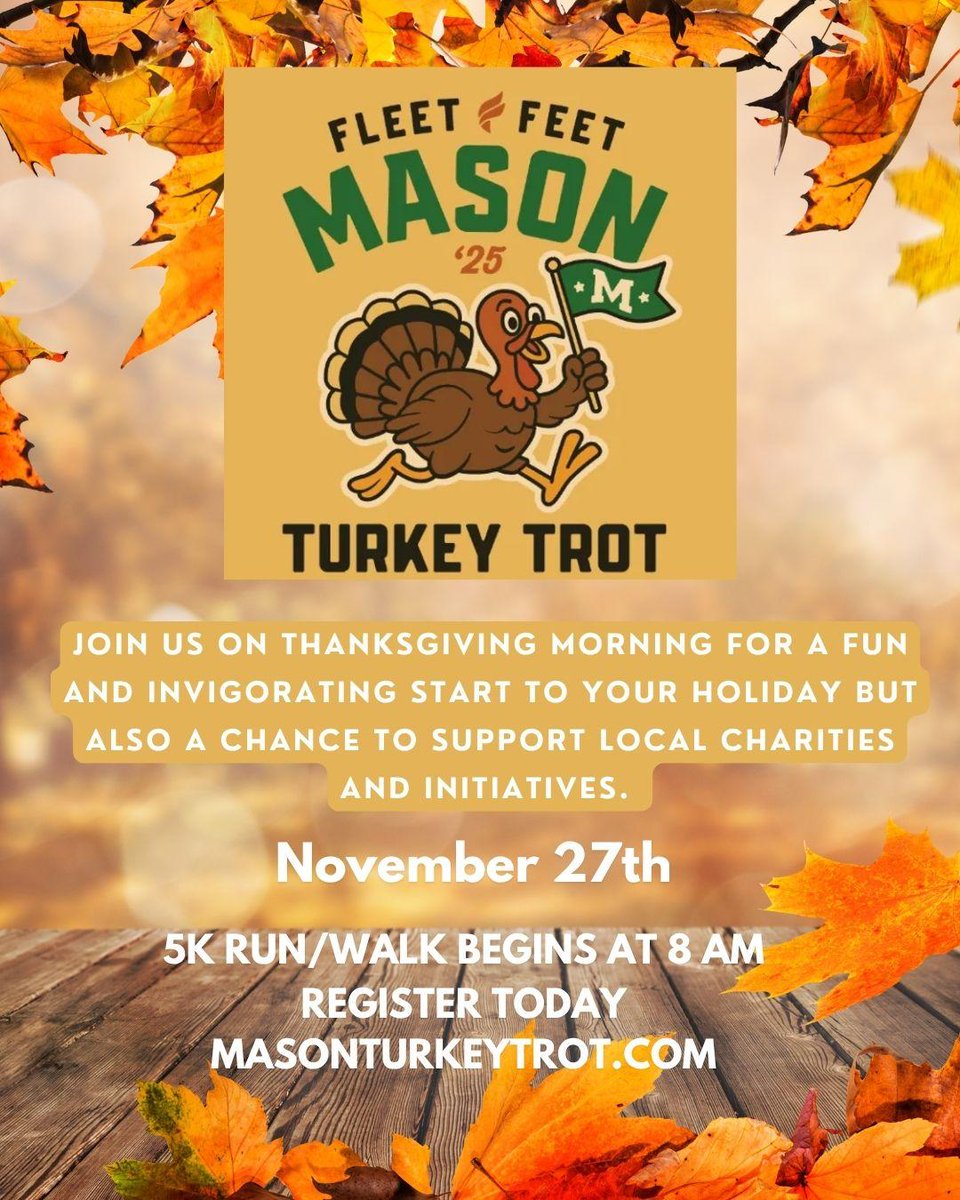 RunMasonComets's tweet photo. Starting Thanksgiving the best way — with friends, good vibes, and a 5K!
https://t.co/GT19u9rpi2 https://t.co/LcfRezNaCu