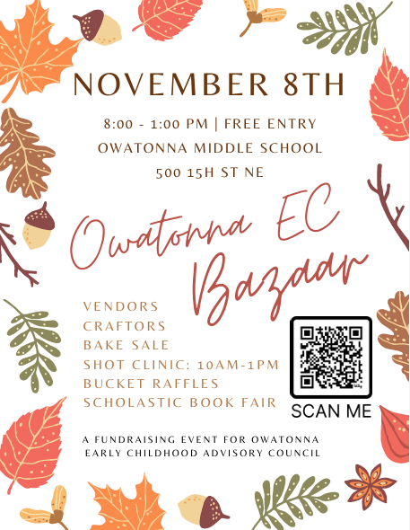 Tomorrow is the day! We'll see you at the Owatonna EC Bazaar!

#OwatonnaProud #OwatonnaCommTogether