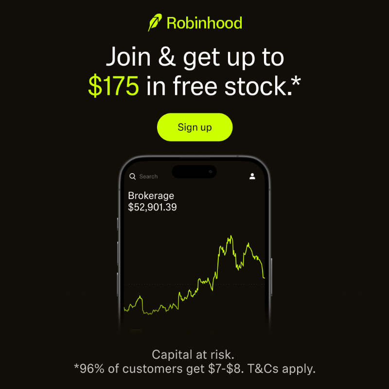 Robinhood_UK's tweet photo. Join &amp; Get up to $175 in free stock. 96% of rewards are $7-$8. T&amp;Cs apply. Capital at risk.