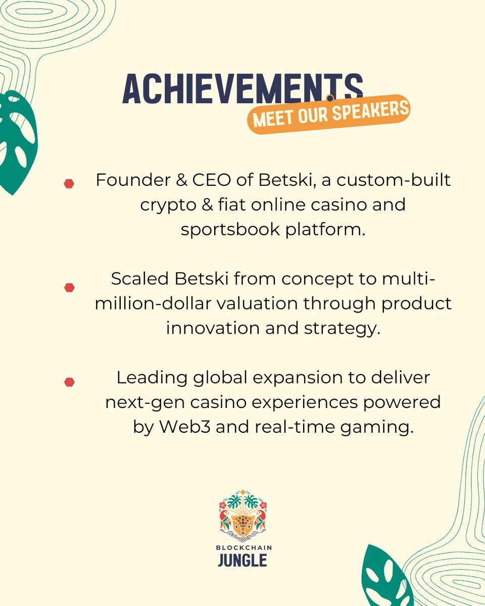 🔥 Alejandro Navarro Takes the Stage at Blockchain Jungle 2025!
The wait is over! Tech strategist and Web3 innovator Alejandro Navarro is joining us for the event that's about to change EVERYTHING.
Your journey into the future of tech starts here!

🗓 November 8–9 · CR Convention