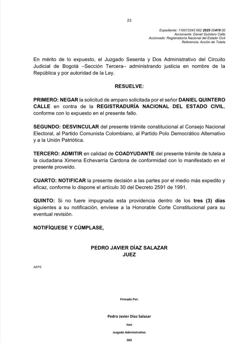 luispelaezj's tweet image. #GameOver dos, de Daniel Quintero en un solo día. Pierde tutela en primera instancia. Ni Registraduria, ni la justicia. ¿por fin entenderá que él se equivocó? ¿Que el mismo se reseteó? 😎