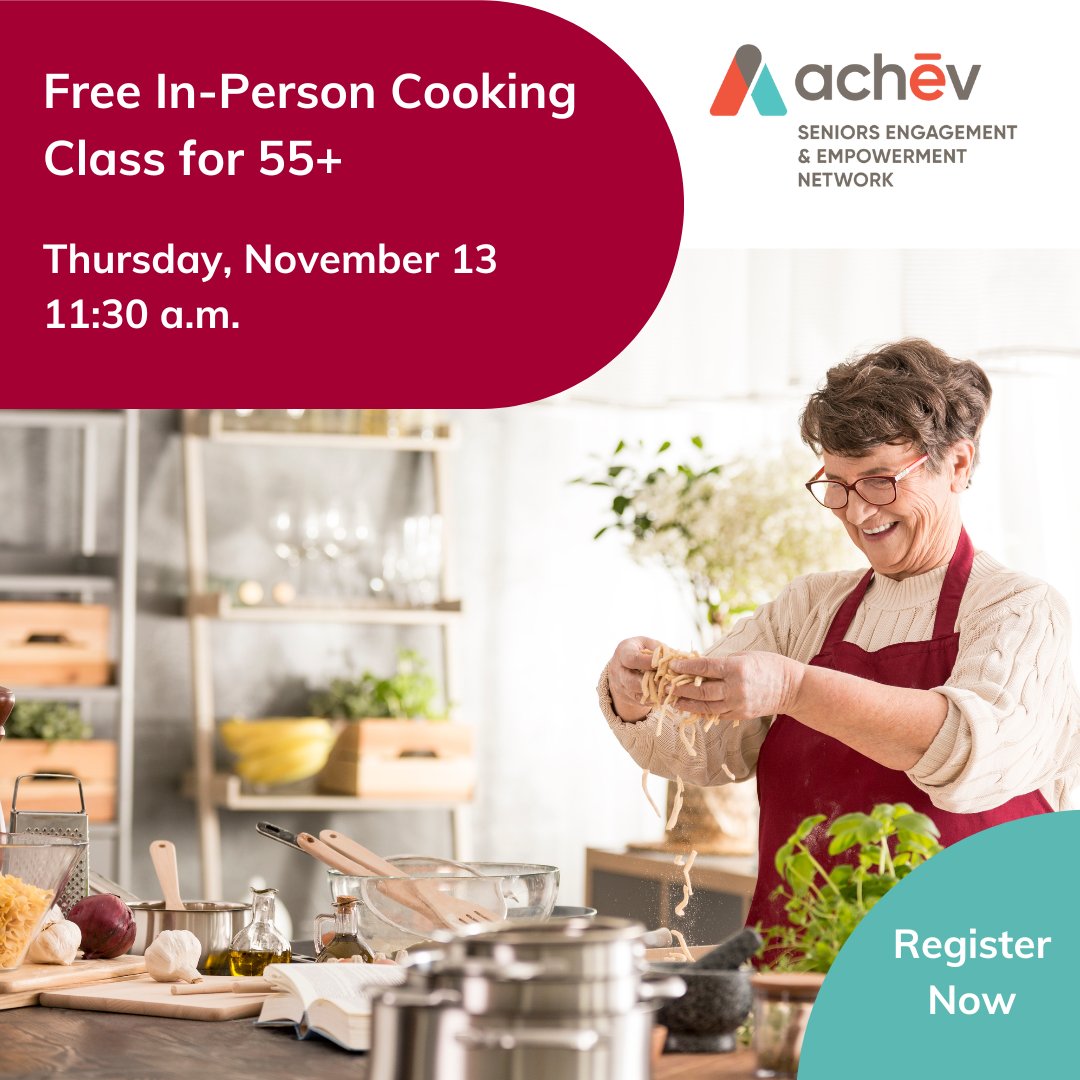achev_ca's tweet image. If you are a senior looking to learn new recipes and cooking techniques from an expert chef, come and join our FREE cooking class on November 13! 👩‍🍳🍽 Seats are limited, reserve your spot now: bit.ly/4ox9aTo  

#Seniors #cookingclass #cooking #brampton