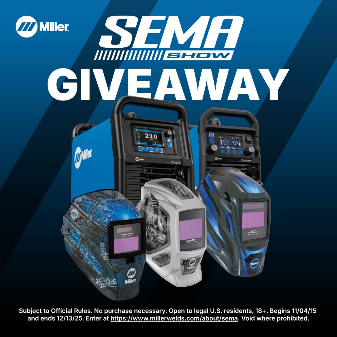 Engines are revving! Have you entered yet? 
Our SEMA giveaway is live through Dec. 13. 
Upgrade your shop with premium gear: bit.ly/3JA3mts 

#MillerWelders #SEMA #SEMA2025 #SEMAShow #Giveaway